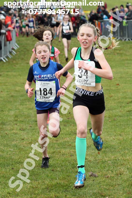 Girls under-13s Northern Cross Country Champs., Camp Hill Estate, Kirklington.  Photo: David T. Hewitson/Sports for All Pics